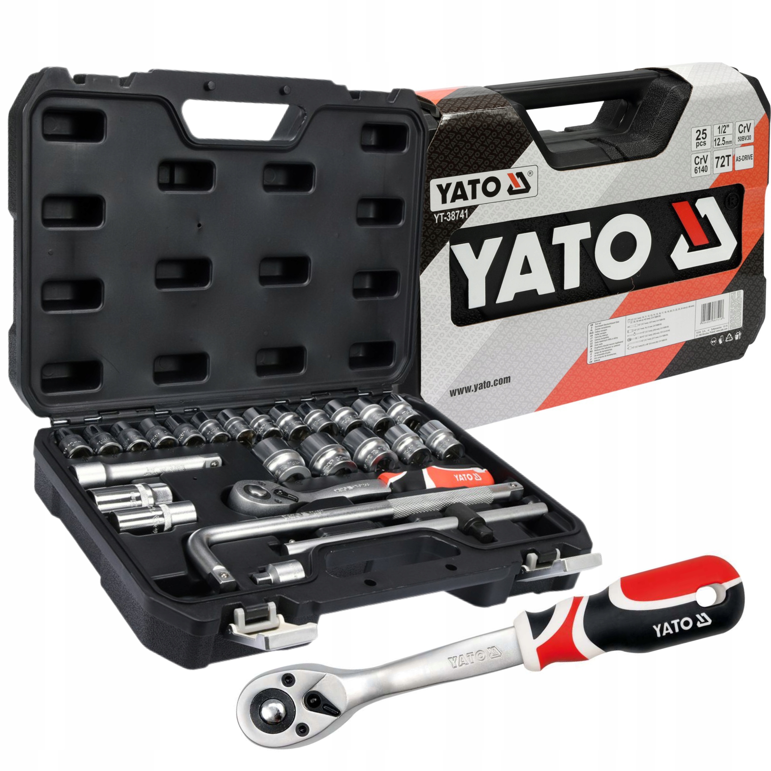 

Zestaw Kluczy 25el Klucze Nasadowe Yato YT-38741