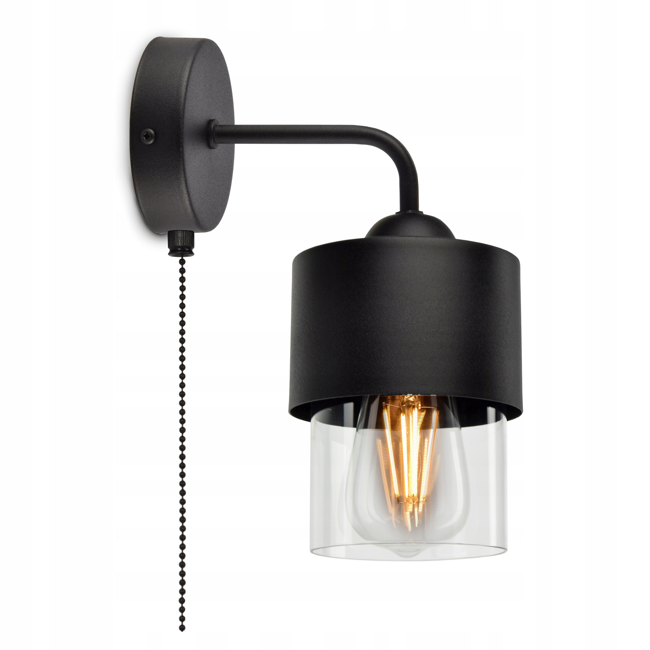 

Lampa Ścienna Kinkiet Klosz Metal Szkło Transparen