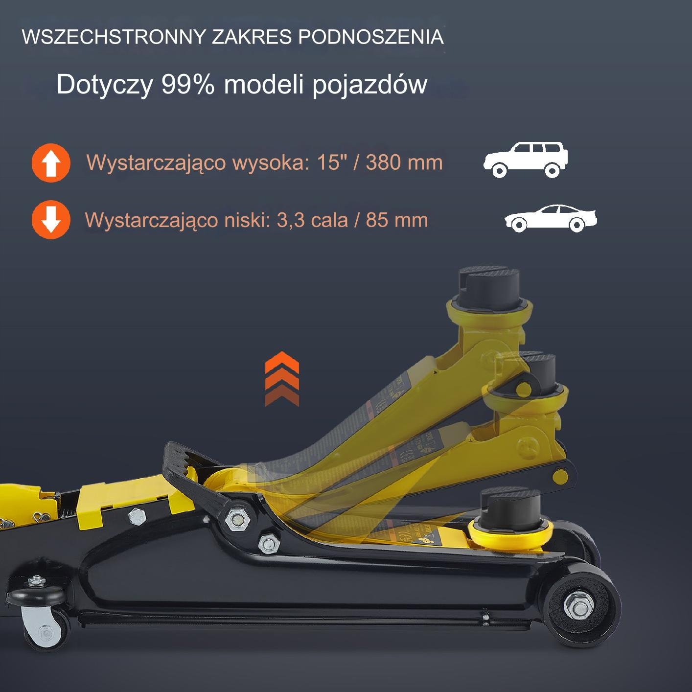 PODNOŚNIK SAMOCHODOWY ŻABA HYDRAULICZNY NISKOPROFILOWY LEWAREK 2.5 T Udźwig 2500 kg