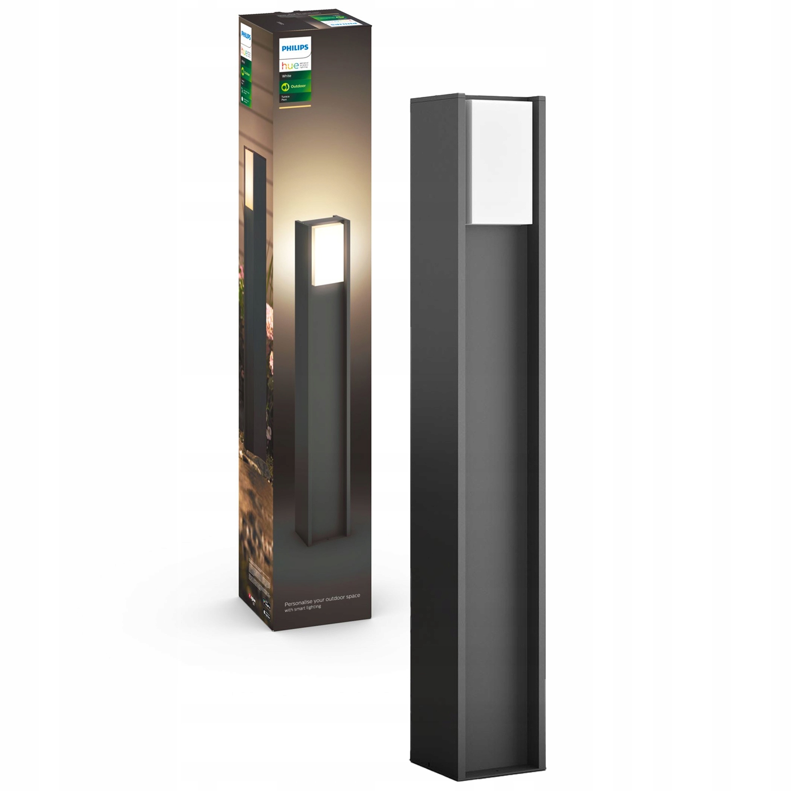 Vonkajšie osvetlenie stĺpik Čierna lampa E27 9,5W Turaco Philips Hue