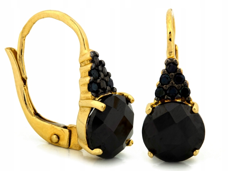 Náušnice zlaté 585 se syntetickým onyxem a černým rhodiem jako dárek 14k