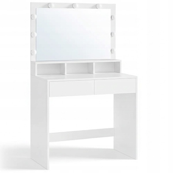 Toaletka Vasagle so zrkadlom a osvetlením, 80x40x140 cm, biela RDT120WB01