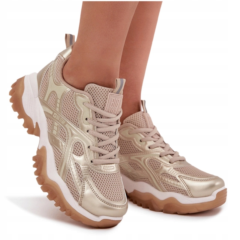 Dámské Sportovní Boty Big Star SS274014 Hi-poly Systém Béžovo-zlaté 36