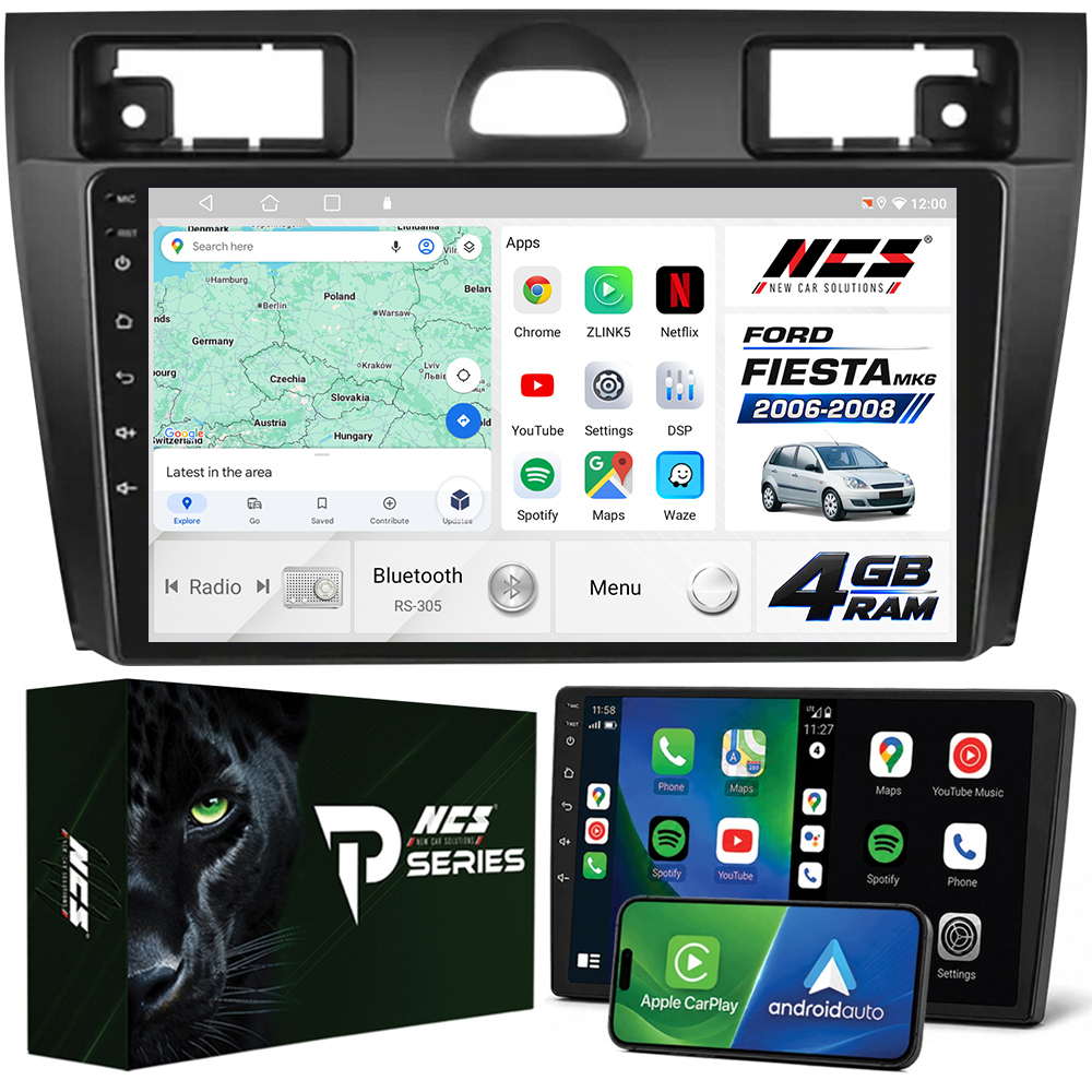 Automobilové Rádio Ncs RS-305 Ford Fiesta Mk6 2006-2008 Android Navigace