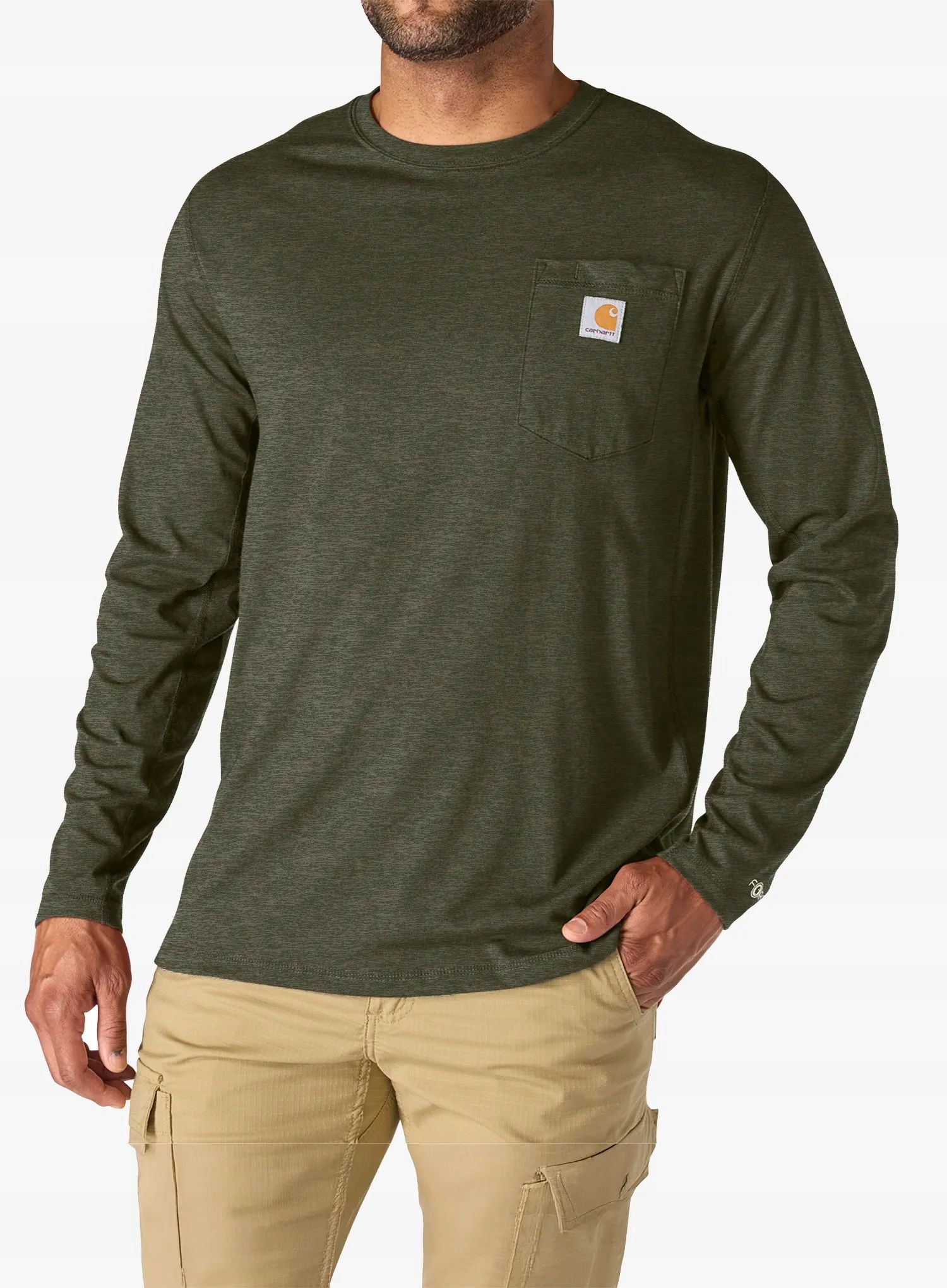 Mikina bez kapuce Carhartt Force Relaxed Ls T-Shirt basil heather S