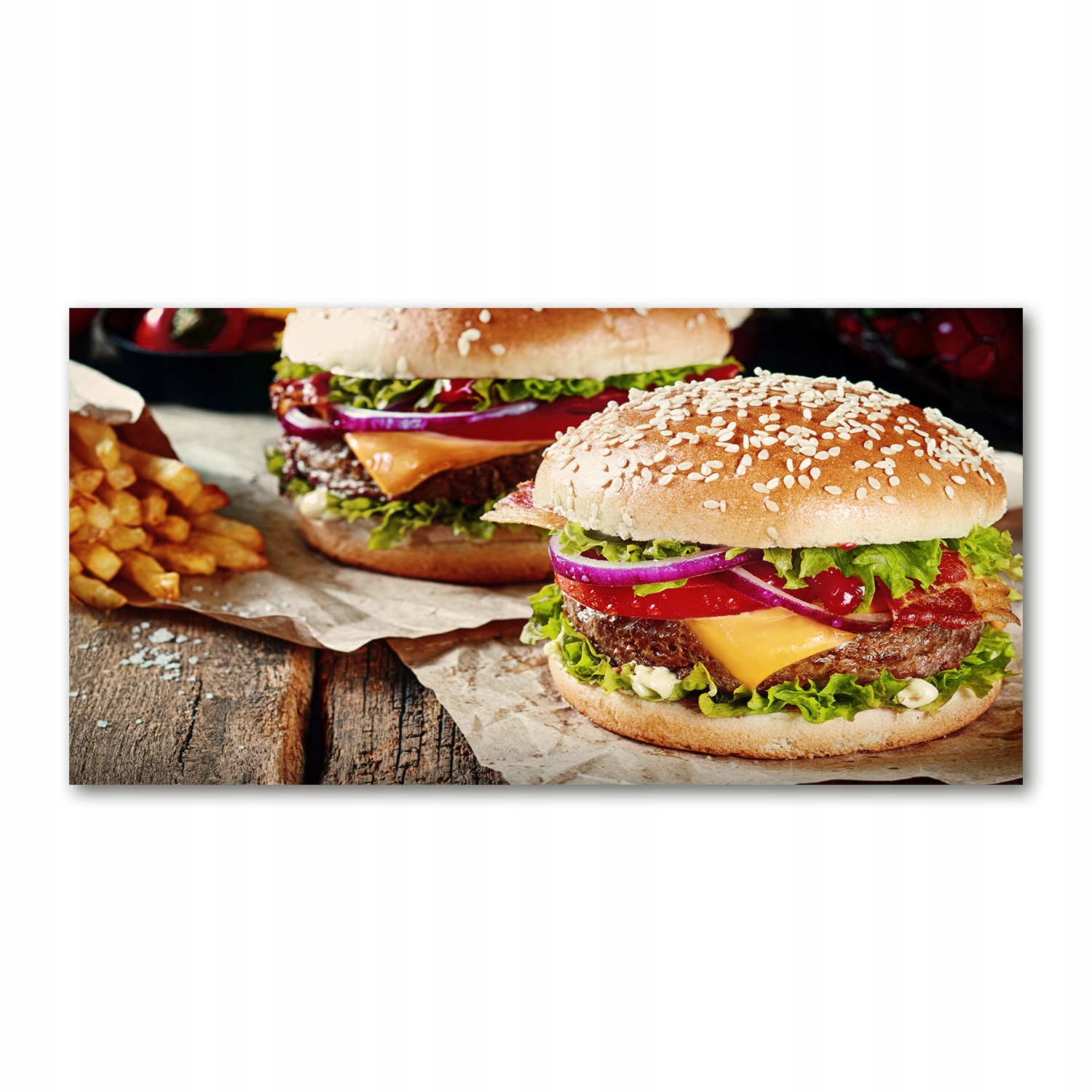 Foto obraz tvrzené sklo Hamburgery 140x70