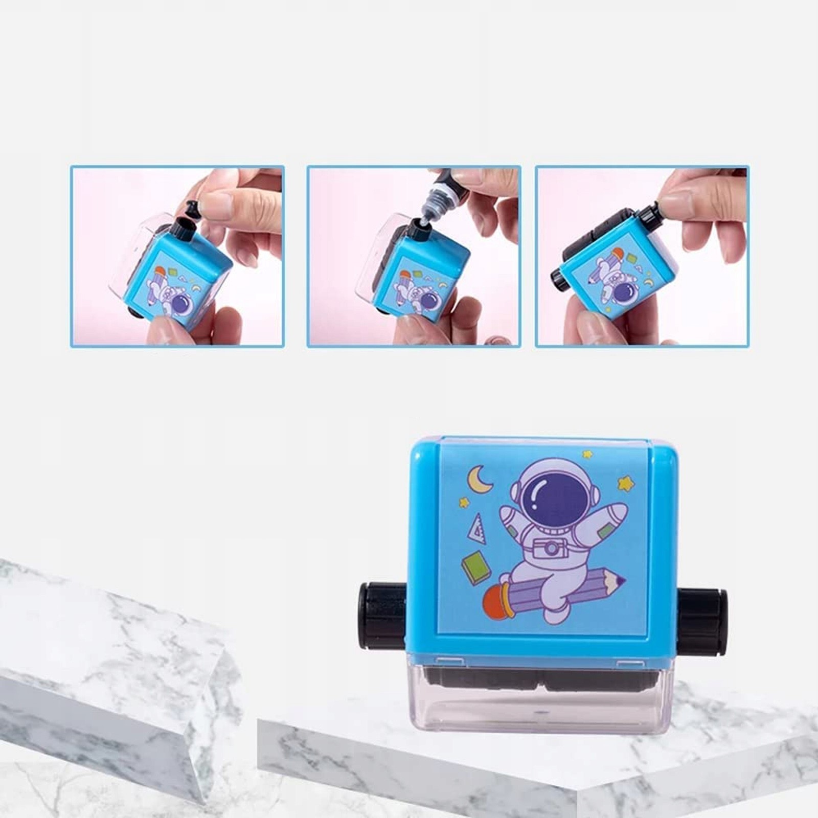 DRUKARKA MATEMATYCZNA PIECZĄTKA NAUKA LICZENIA +/- PREZENT NA DZIEN DZIECKA Kolor biały Odcienie żółtego i złota