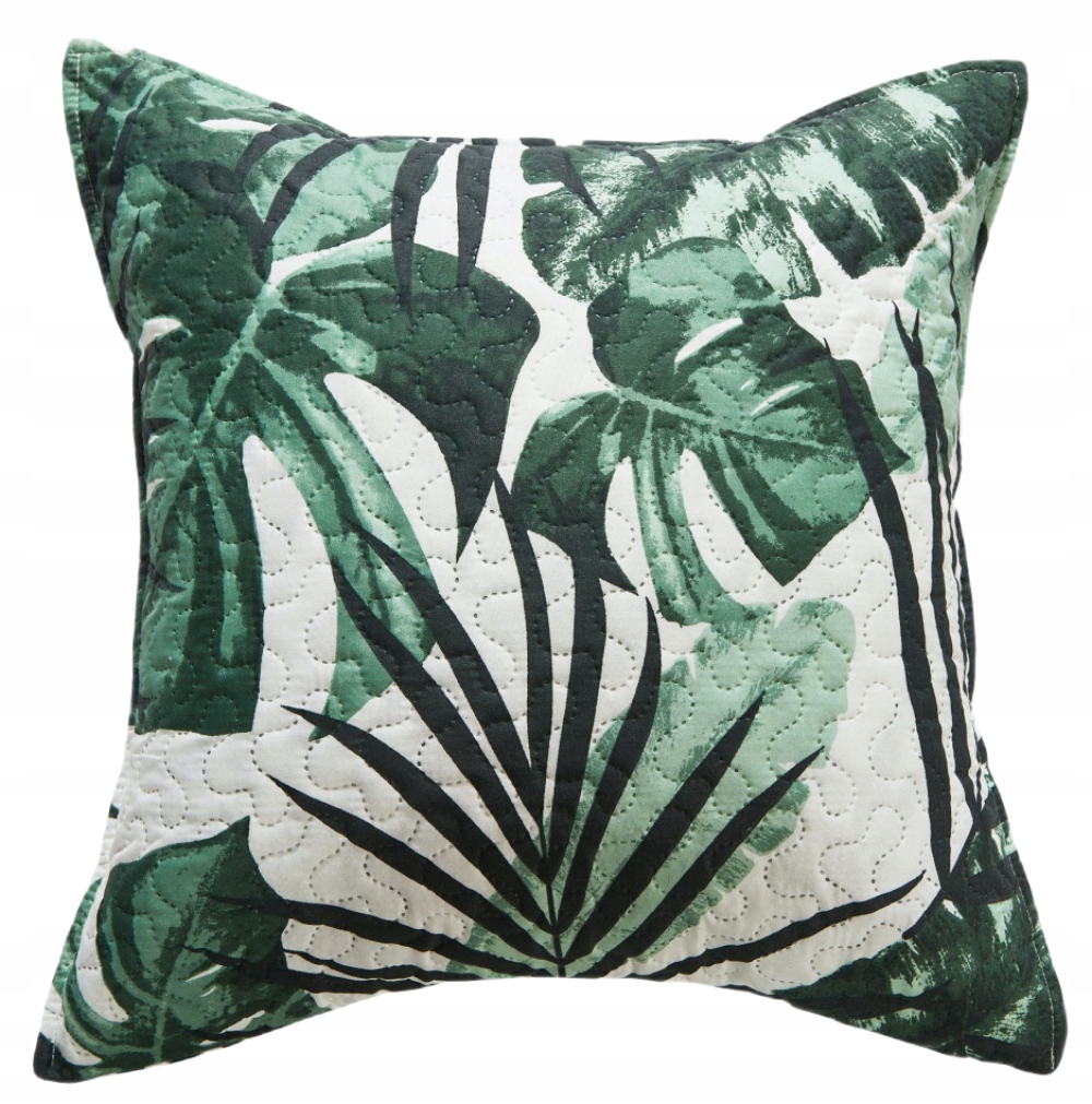 POSZEWKA NA PODUSZKĘ PIKOWANA 45x45 DEKORACJA DO SALONU WZÓR W LIŚCIE