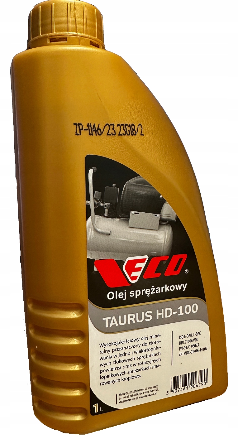 Olej Sprężarkowy Veco Taurus Hd 100 Do Kompresora Tłokowego Sprężarek 1L