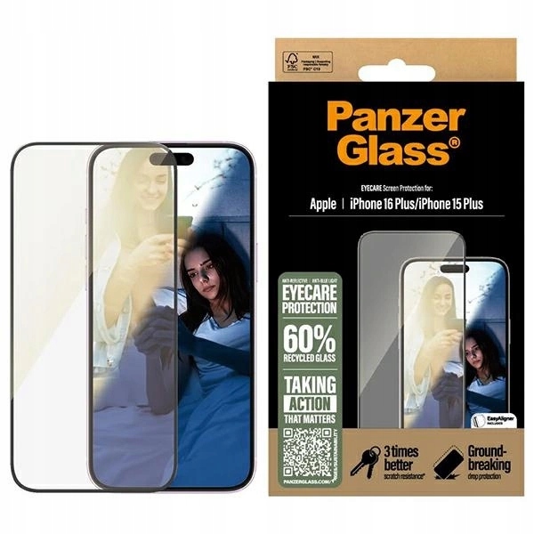 Tvrdené sklo PanzerGlass EyeCare Screen Ultra-Wide Fit na iPhone 16 Plus