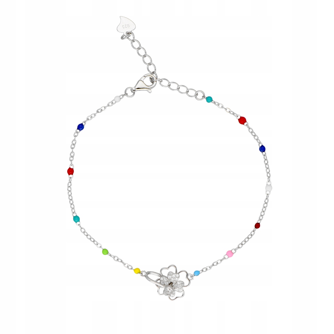 Náramek s barevnými kuličkami čtyřlístek