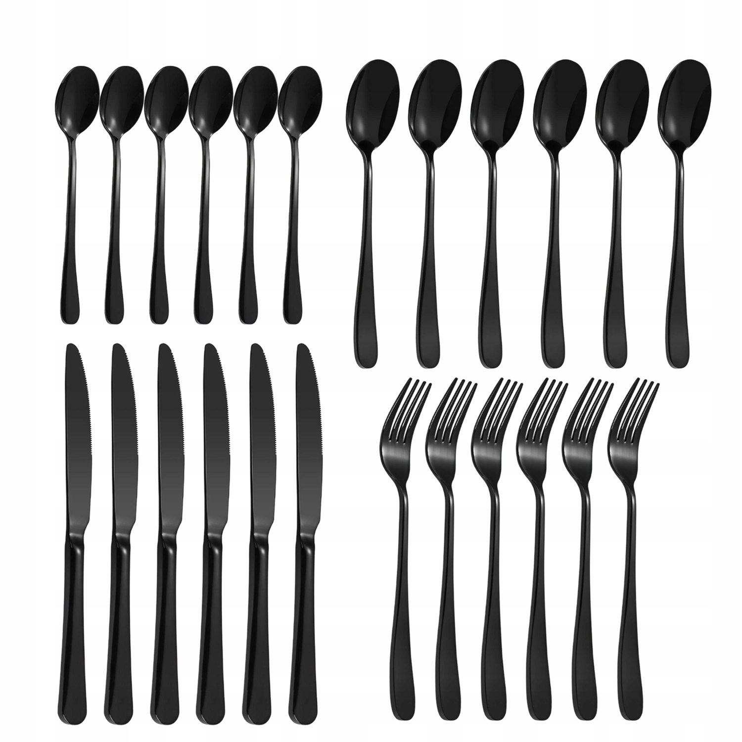 Sada Příborů Z Nerezové Oceli Do Myčky Nádobí Příbory Sada 24EL Černá