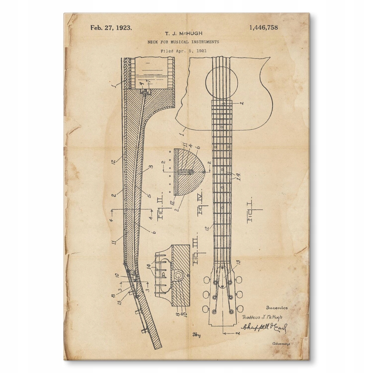 Kovový plakát Guitar nástroj Retro Szyld Plech 42 x 59,4 cm Dárek