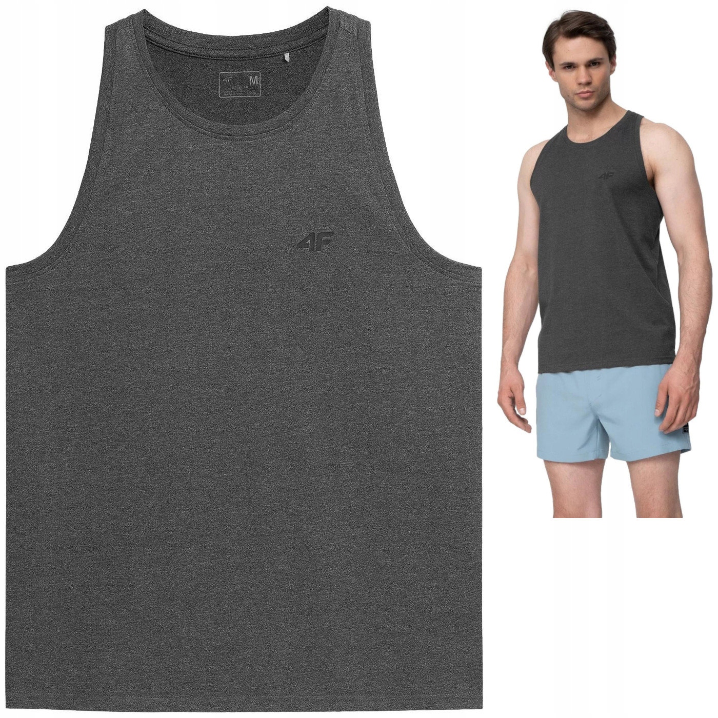 

Koszulka męska bez rękawów 4F H4L22 TSM351 szary