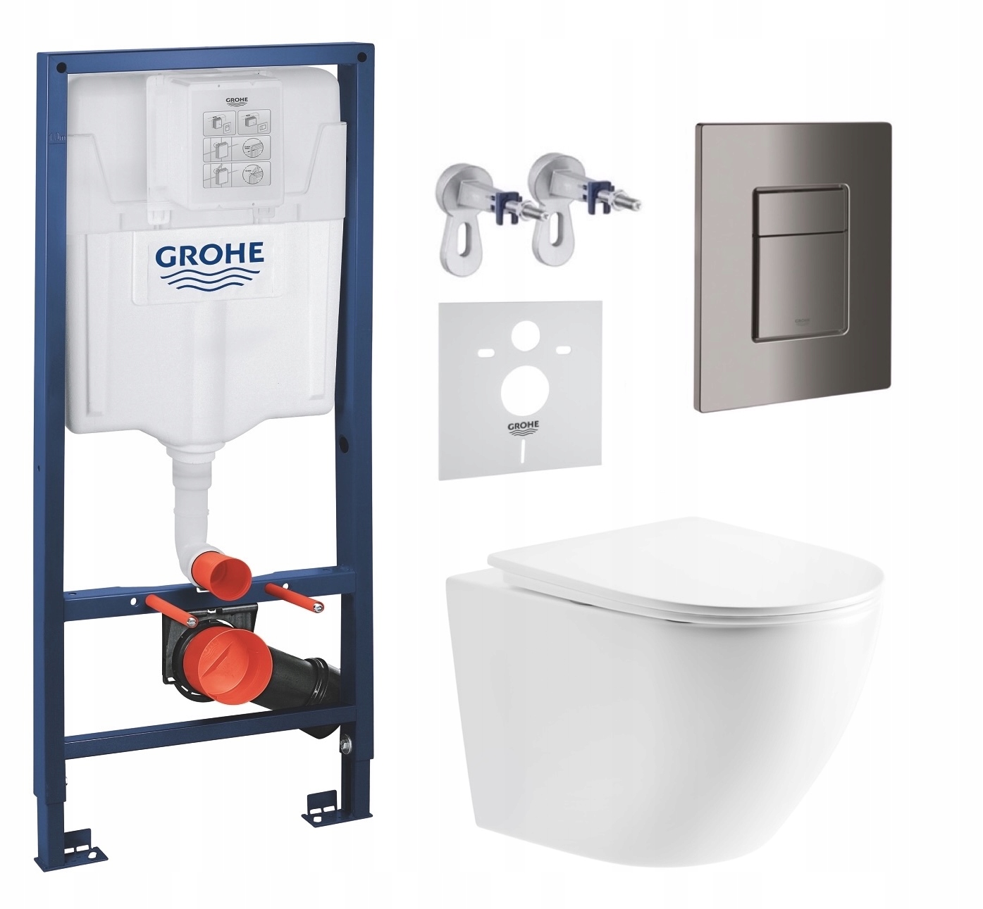 Podomietkový Wc set Grohe s miskou Lesna a tlačidlom grafitový lesk