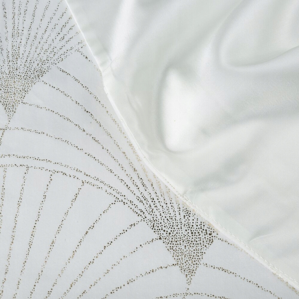 Bieżnik welwetowy 35X220 biały modny nadruk złotych wachlarzy Kolor biały