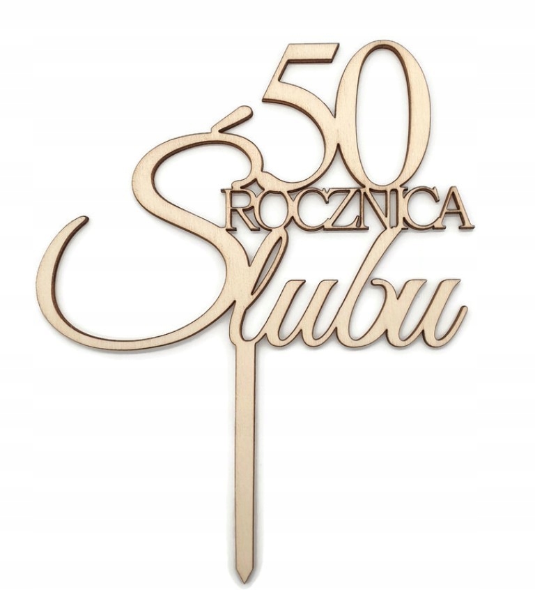 Topper na tort rocznice Rocznica Ślubu drewniany Rodzaj topper