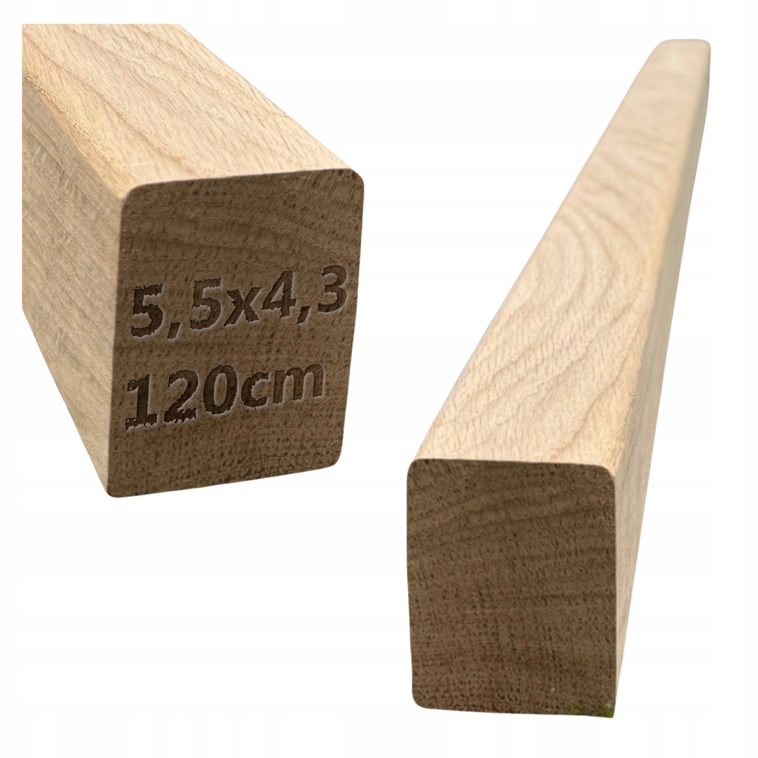 Dubové madlo dřevěné 5,5 x 4,3 x 120 cm Schodišťová hrana madlo 55 x 43