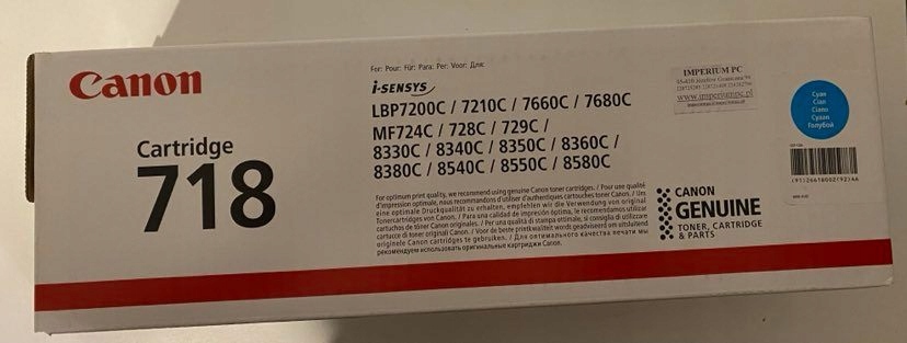 CANON TONER 718 CRG718 CYAN ORYGINAŁ PUSTY