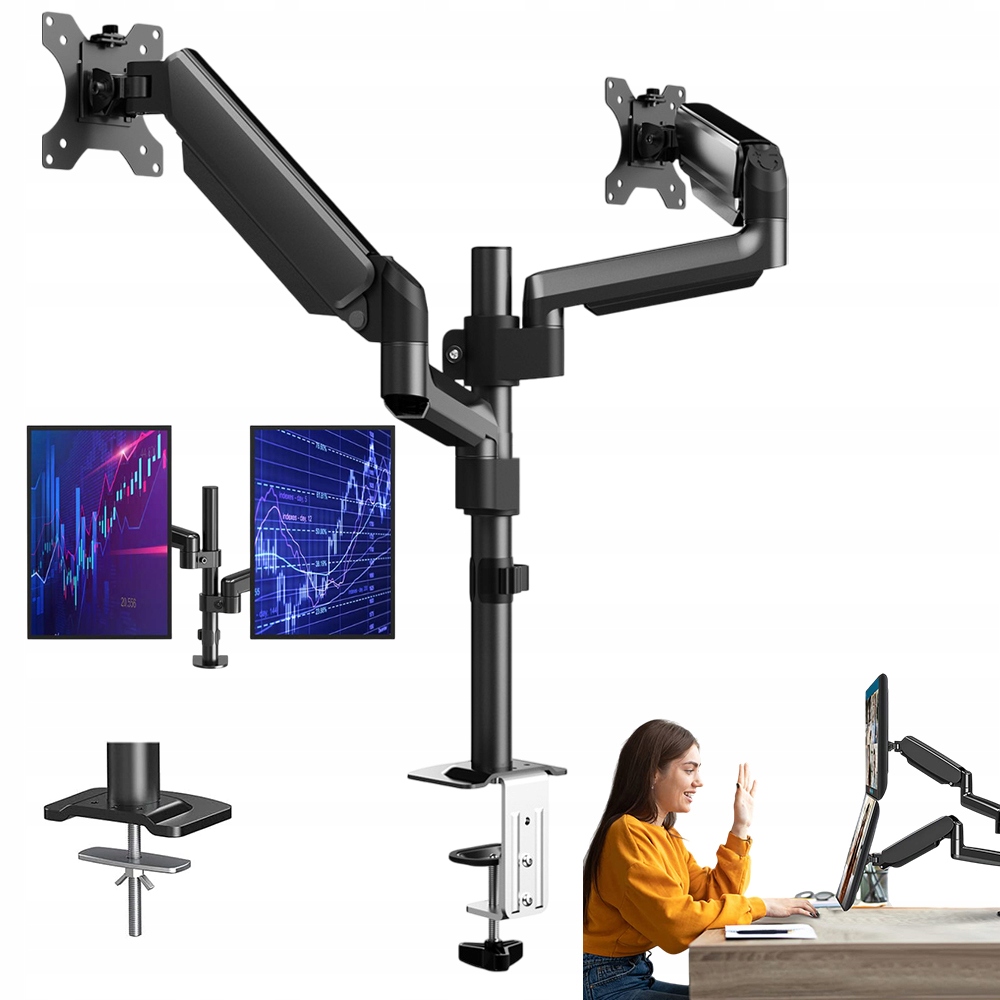 Nastavitelný Stolní Držák Monitoru LCD 13"-32" Pevný Otočný 10 kg