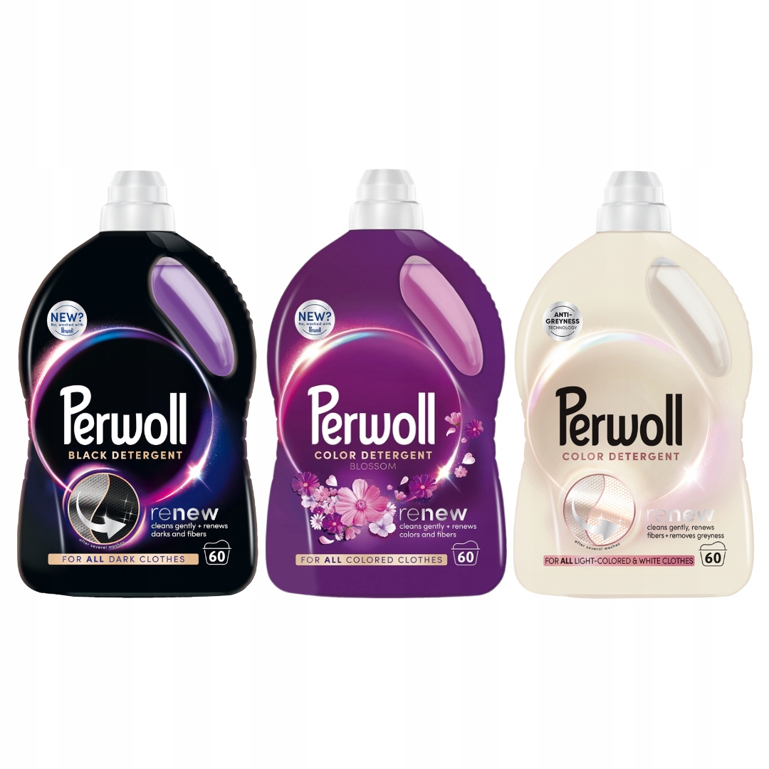 Perwoll Blossom Colo+Dark płyn do prania+Perwoll Light Color 180 prań 3x 3l