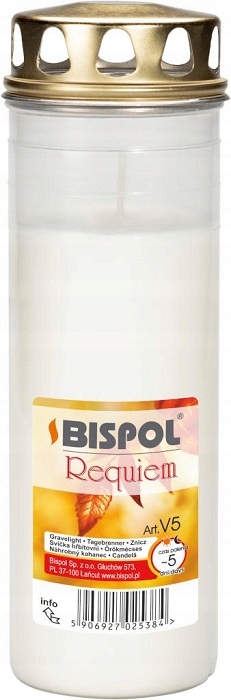 

Wysoki znicz plastikowy z dekielkiem biały 5dni