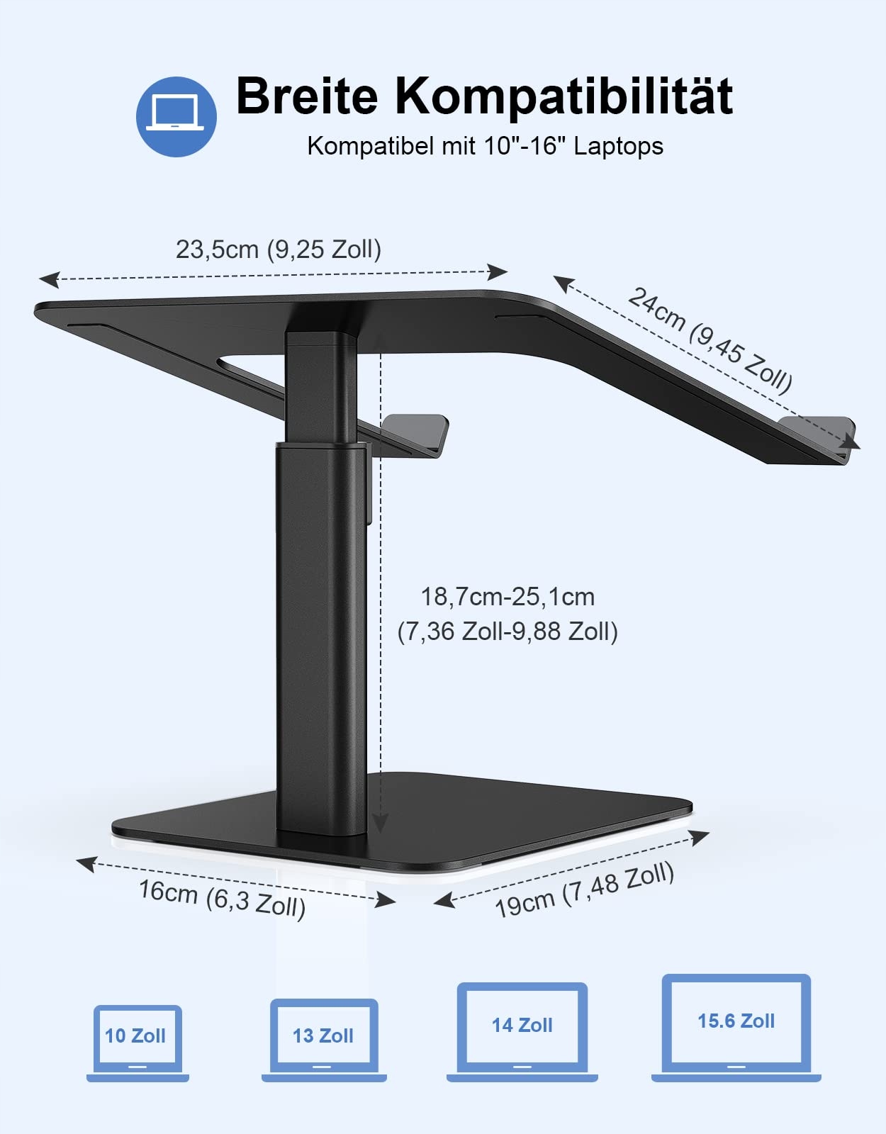 BABACOM Stojak Na Laptopa Regulowany Aluminiowy Chłodzący Do 10-16 Cali — miniatura 6
