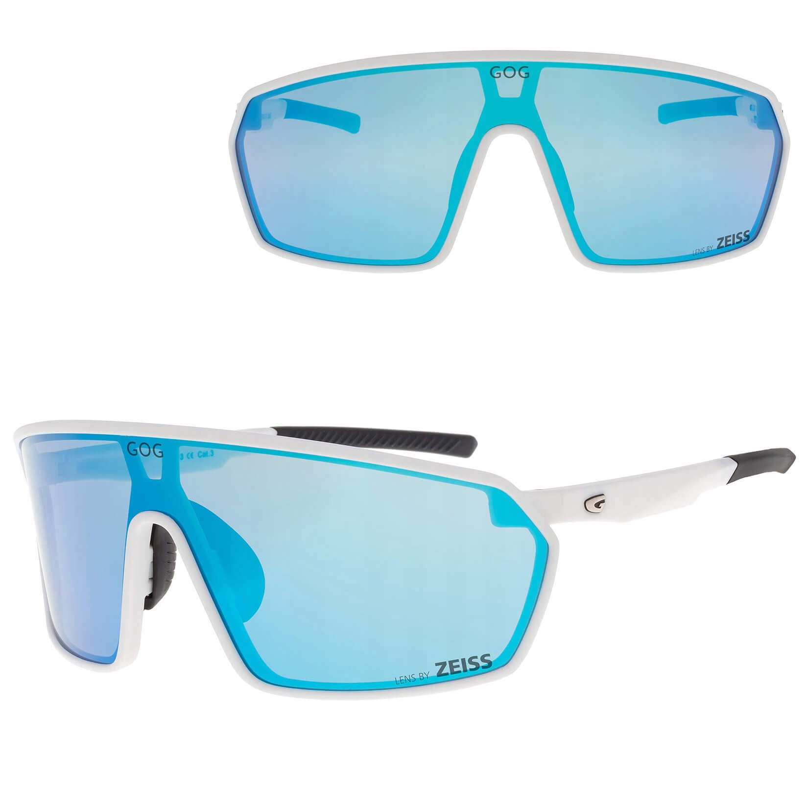 Sportovní sluneční brýle Lens By Zeiss na kolo Gog, bílá/modrá barva