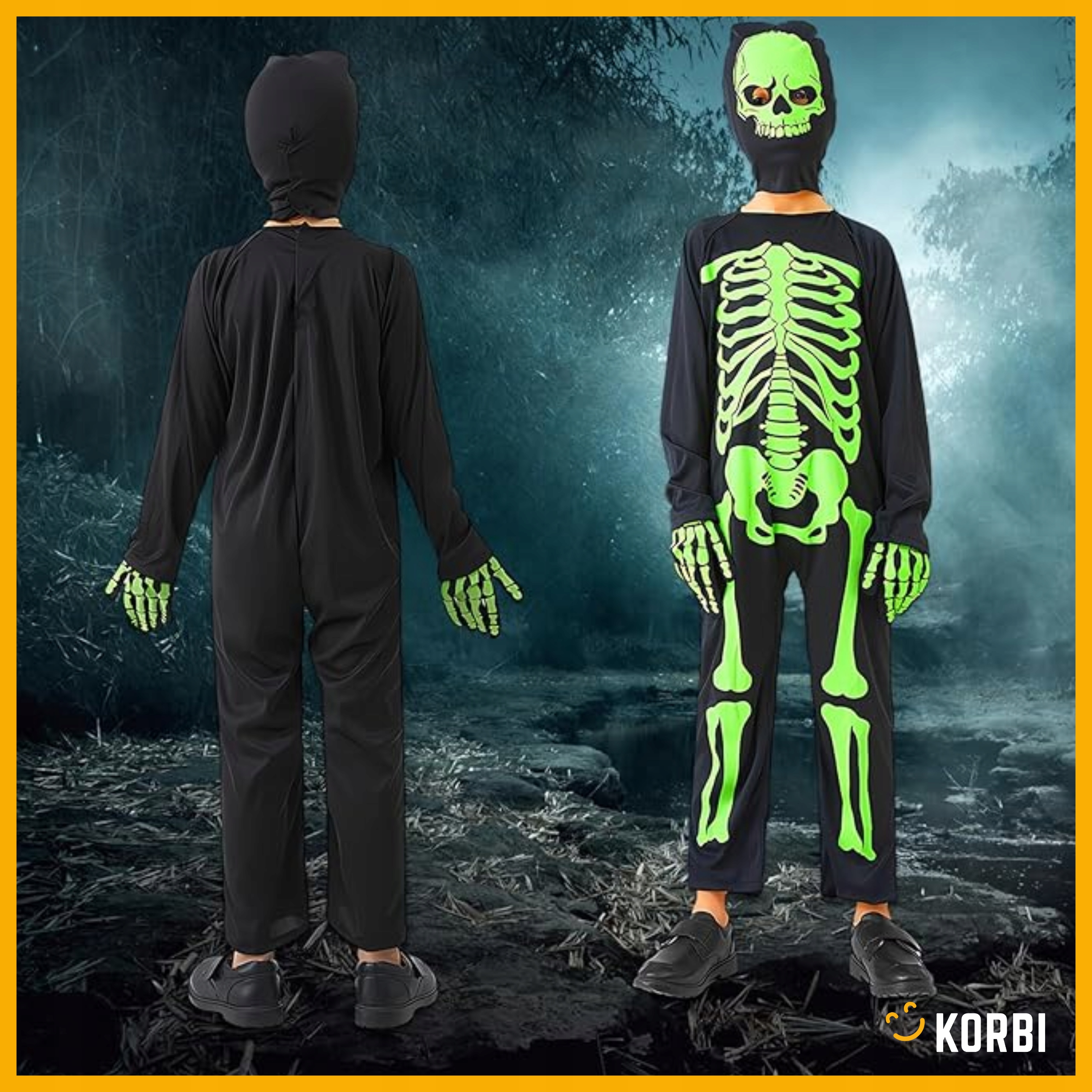 KOSTIUM KOŚCIOTRUPA ŚWIECĄCY W CIEMNOŚCI STRÓJ ZOMBIE HALLOWEEN ROZMIAR M Motyw inny