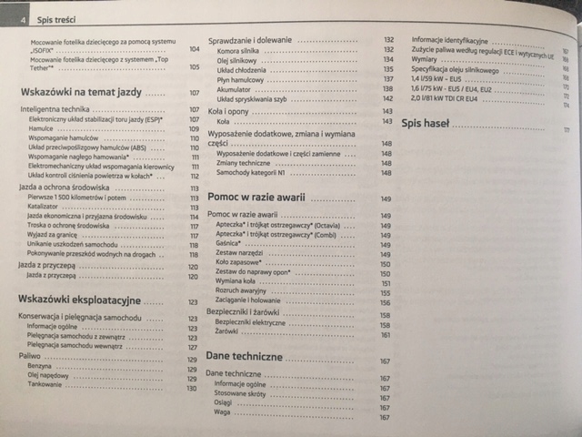 Skoda Octavia II Tour 2010-12 instrukcja obsługi Tematyka Samochody osobowe