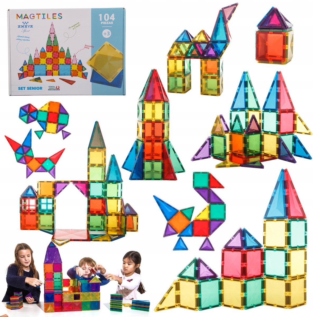

Klocki Magnetyczne Duże konstrukcyjne Magtiles 104