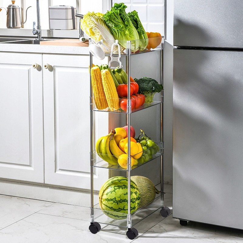 PÓŁKA ŁAZIENKOWA NA KÓŁKACH WĄSKA KUCHENNA SZAFKA ORGANIZER REGAŁ 9cm3PÓŁKI Marka inna