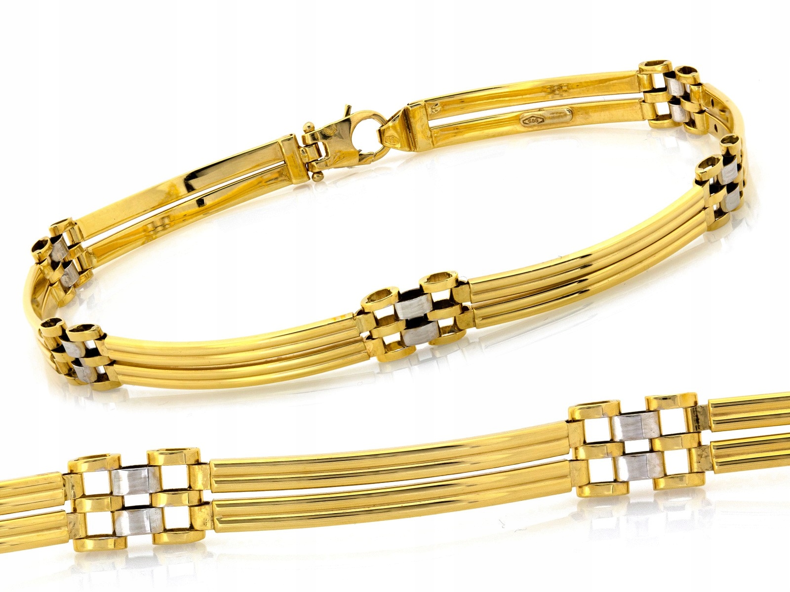 Pánský zlatý náramek 585 s tuhými prvky 8.55 g R21 jako dárek k němu