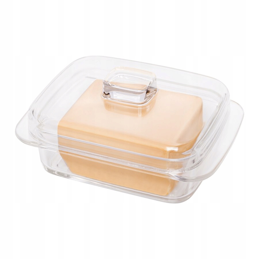 MASELNICA SZKLANA MASELNICZKA POJEMNIK NA MASŁO Z POKRYWKĄ + NOŻYK DO MASŁA