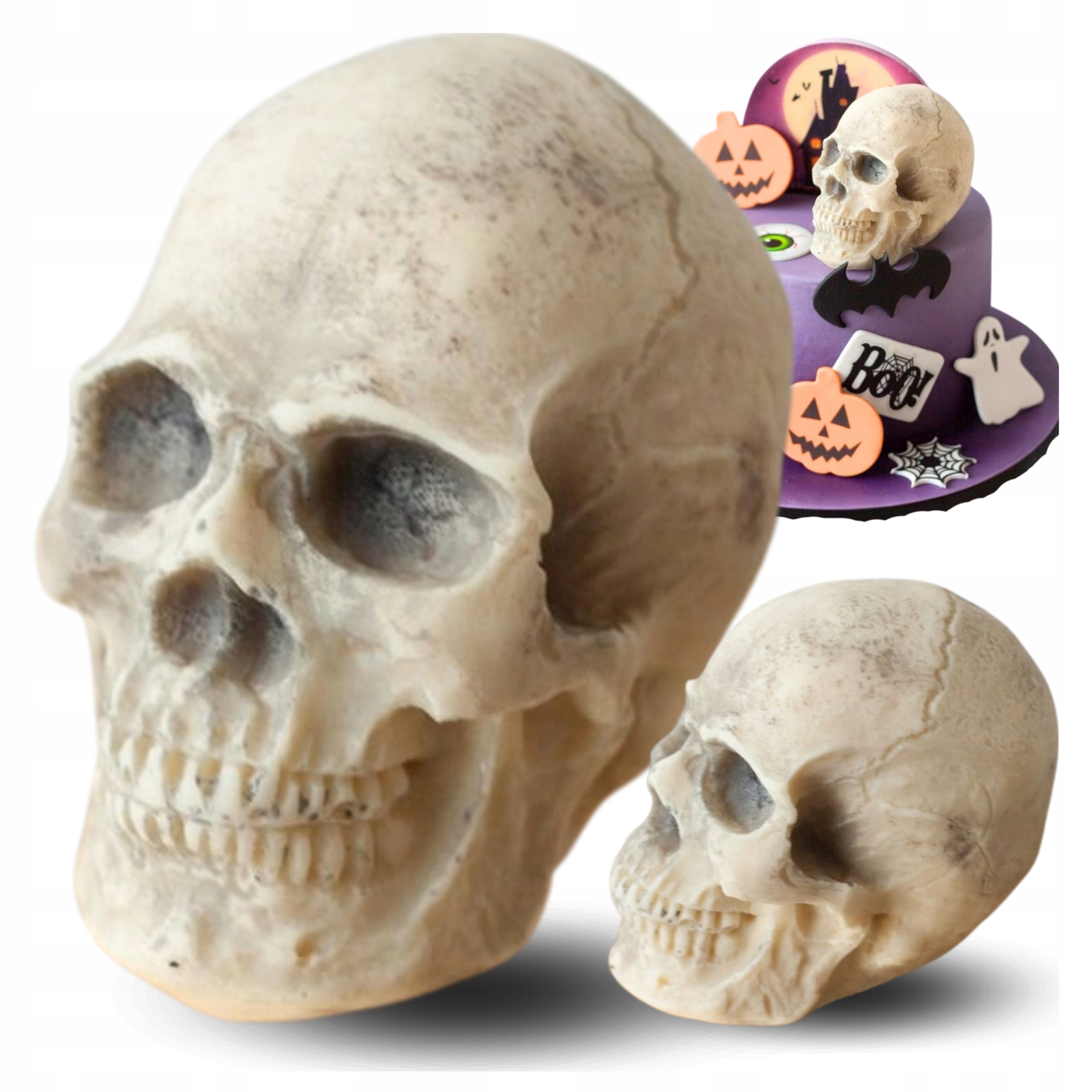 Levně Ozdoba na Halloween Figurka Lebka XXL z čokolády na dort