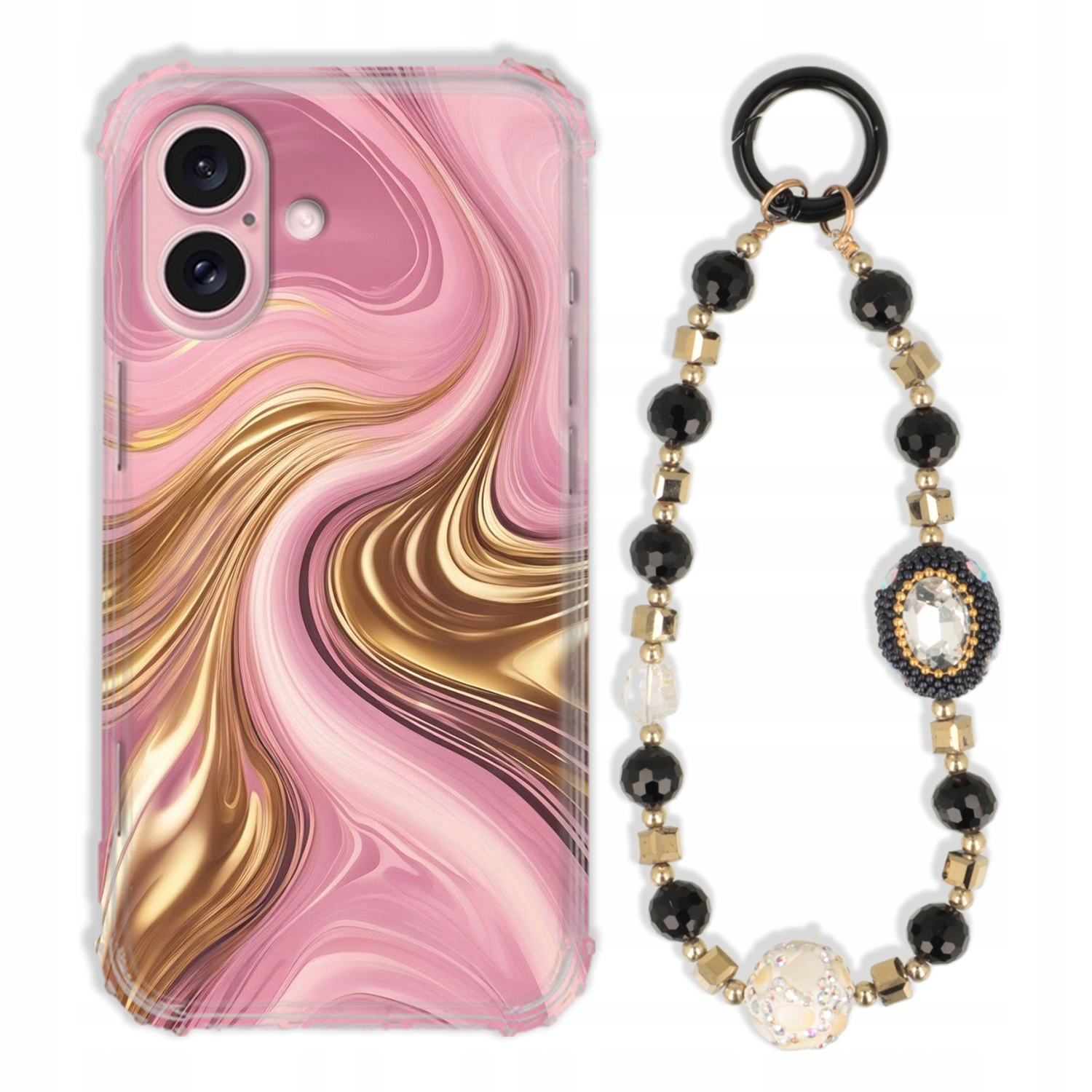 Pouzdro Pro Iphone 16 Case Antishock Zirkony Černo Zlaté Odolné| Silné