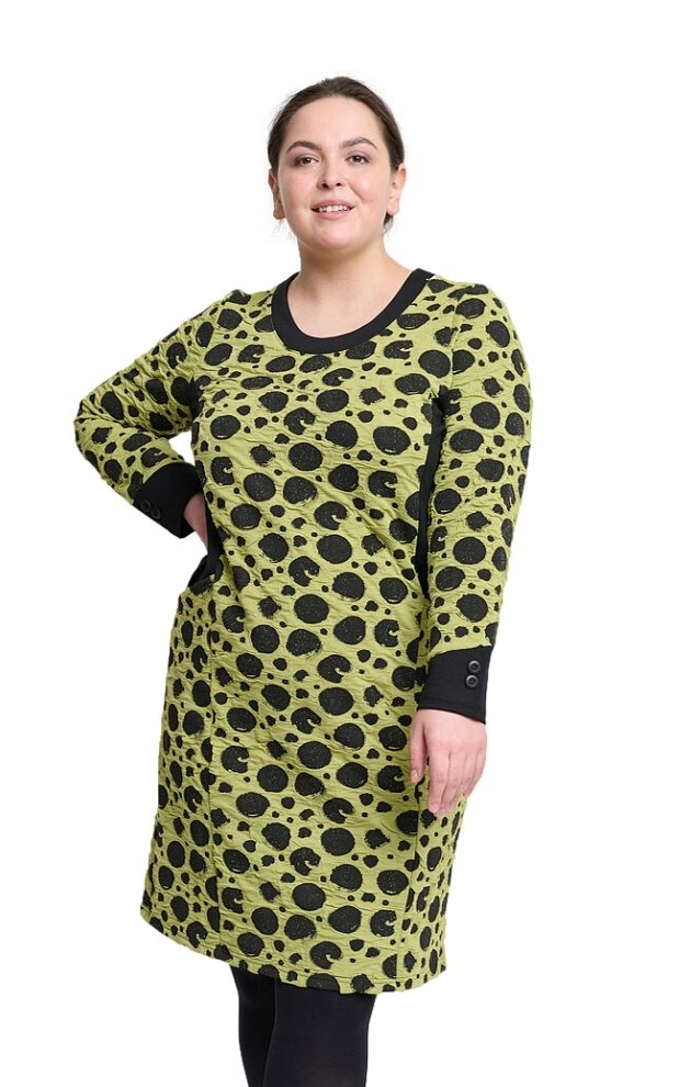 Tunika Chalou Šaty Olivová Vzor Kapsy C131 44
