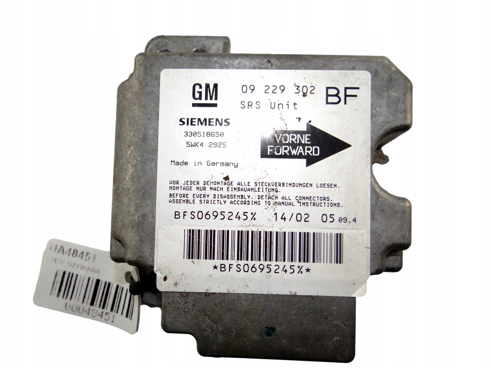 module SENSOR airbag OPEL ASTRA G 09 229 302