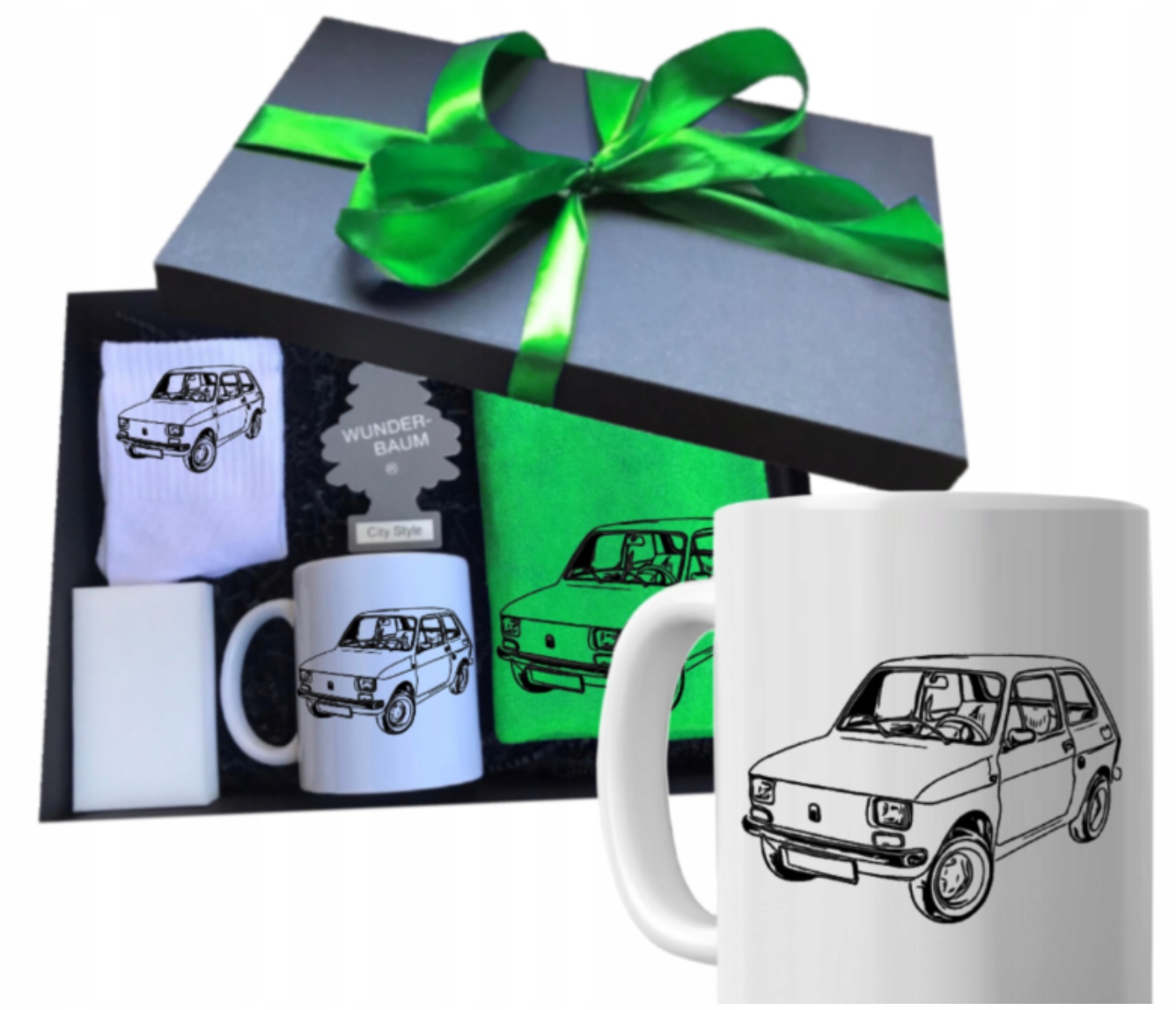 Zestaw kubek urodziny imieniny dla chłopaka Klasyk Maluch Fiat 126P