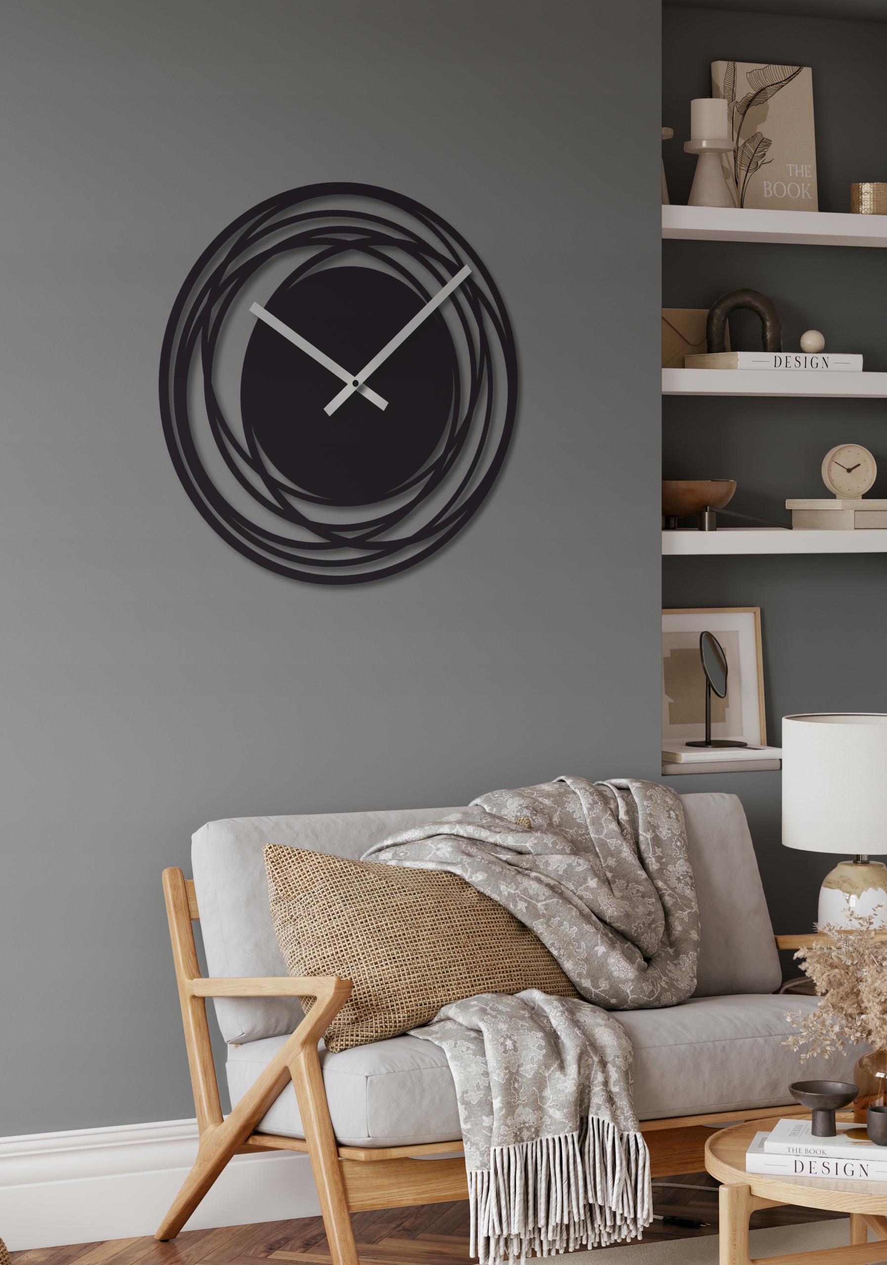 ZEGAR ŚCIENNY DO SALONU NOWOCZESNY ZEGAR DREWNIANY ZEGAR NA ŚCIANĘ 40cm Szerokość całkowita 40 cm