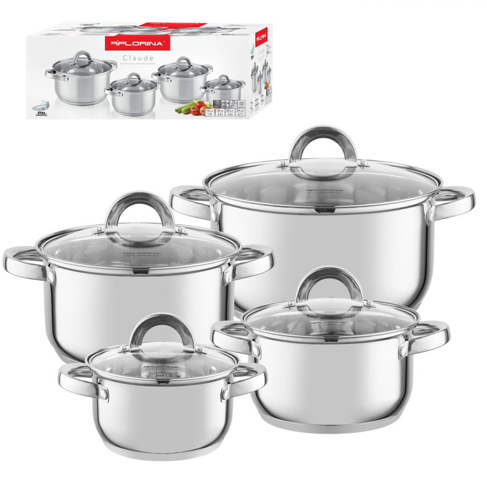 

Komplet Garnki indukcja stal Florina Claude 8 el.