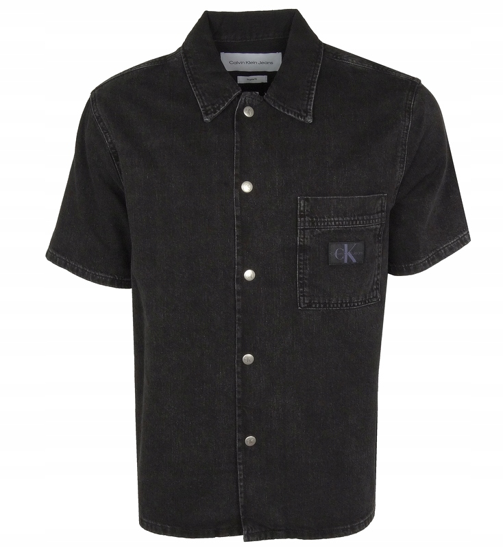 Calvin Klein Jeans pánská košile s krátkým rukávem, džínová, černá, S