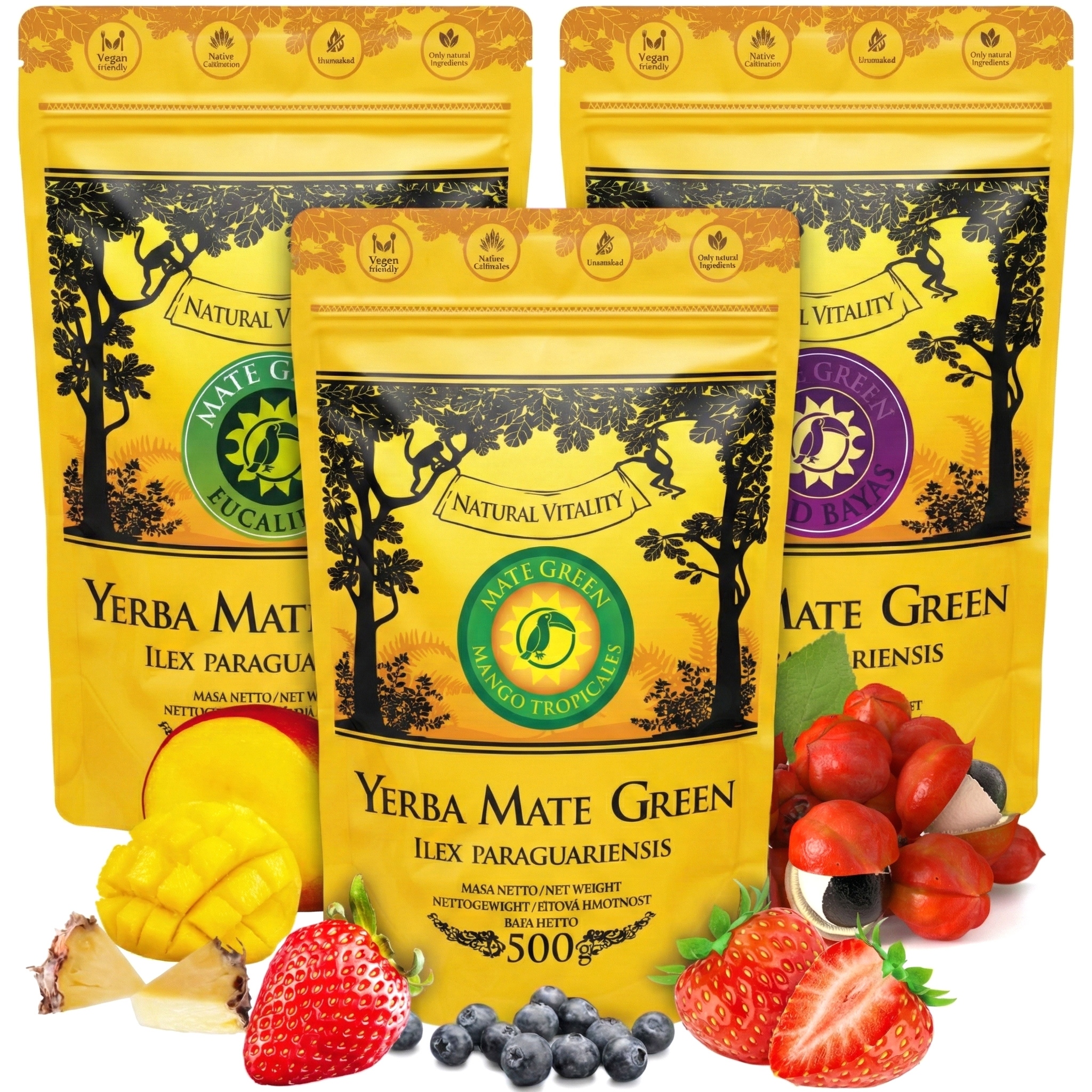 Levně Sada Yerba Mate Green Bylinné a ovocné 3x500g Nejlepší na Start 1,5kg