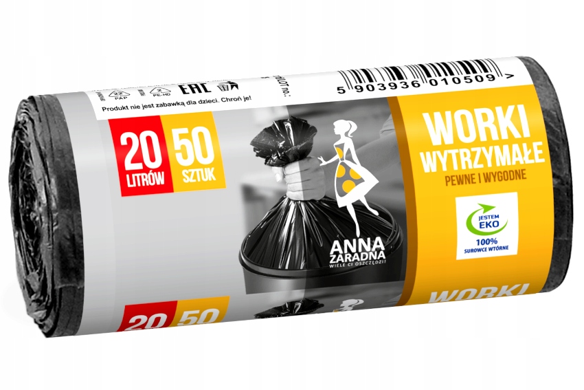 

Worki na śmieci odpady Wytrzymałe 20L 50szt /6,3µm