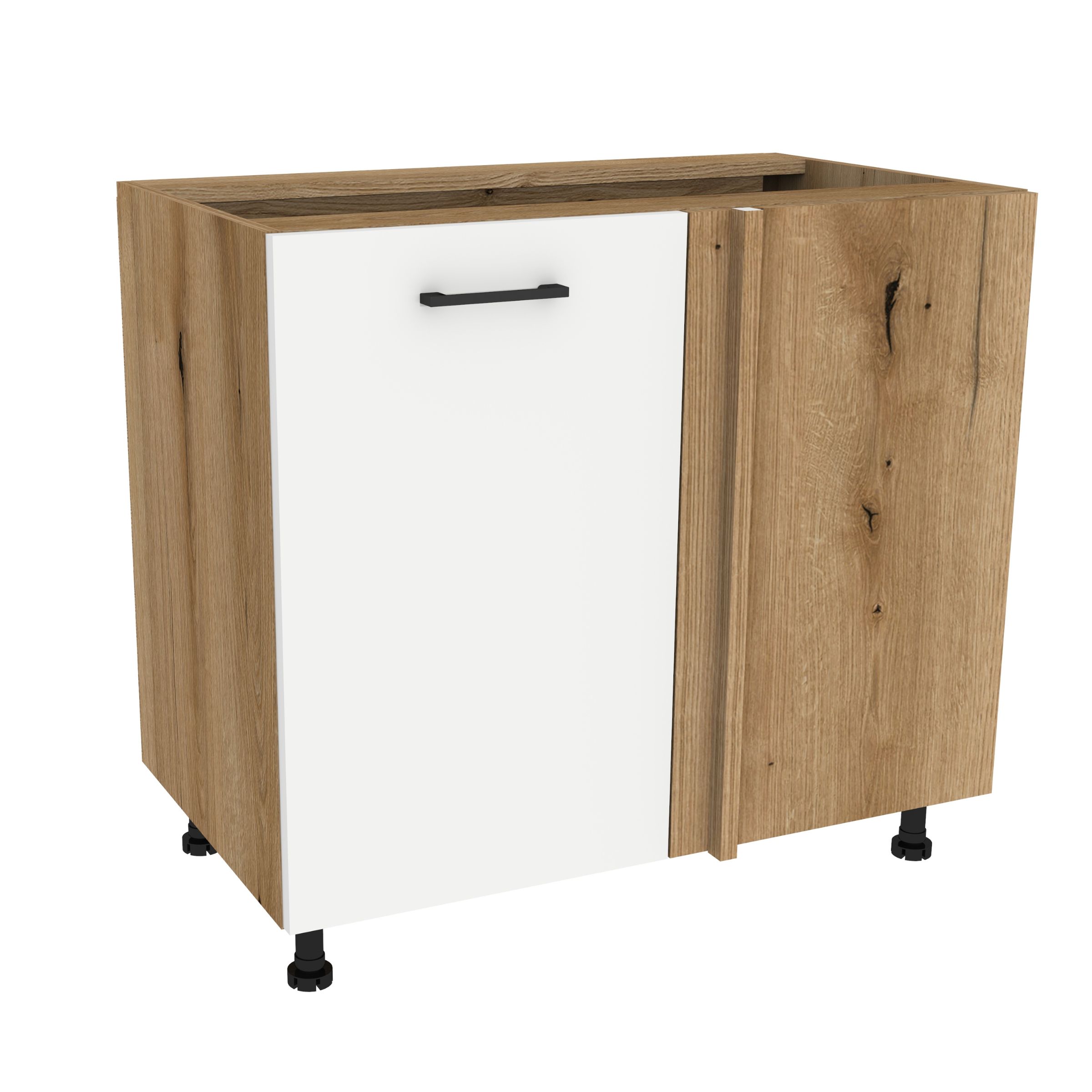 Spodná rohová kuchynská skrinka 105 Capri korpus Dub Evoke front Biely Mat