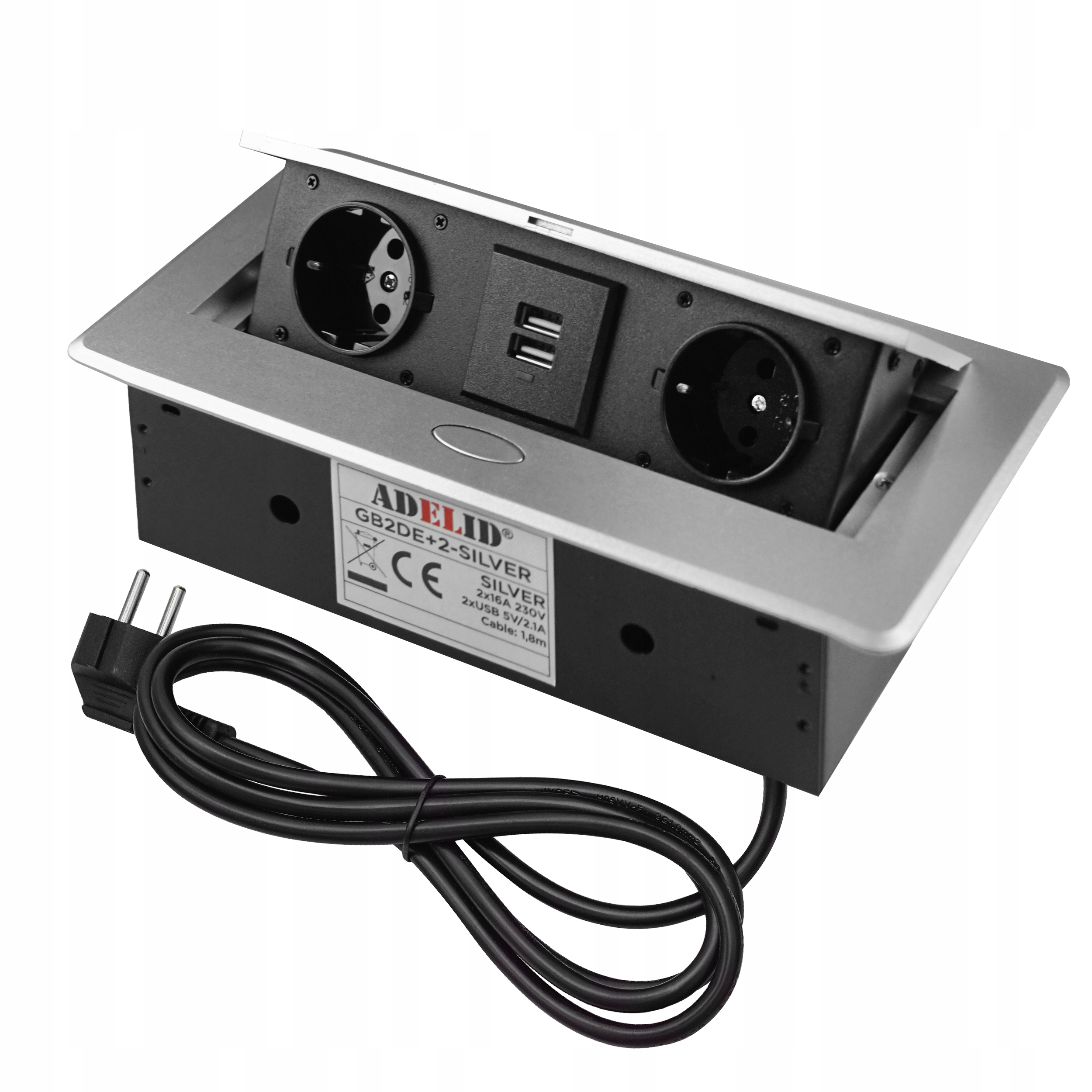 Gniazdo Chowane W Blat Nablatowe Schuko 2 Usb Gniazdko Meblowe Metalowe