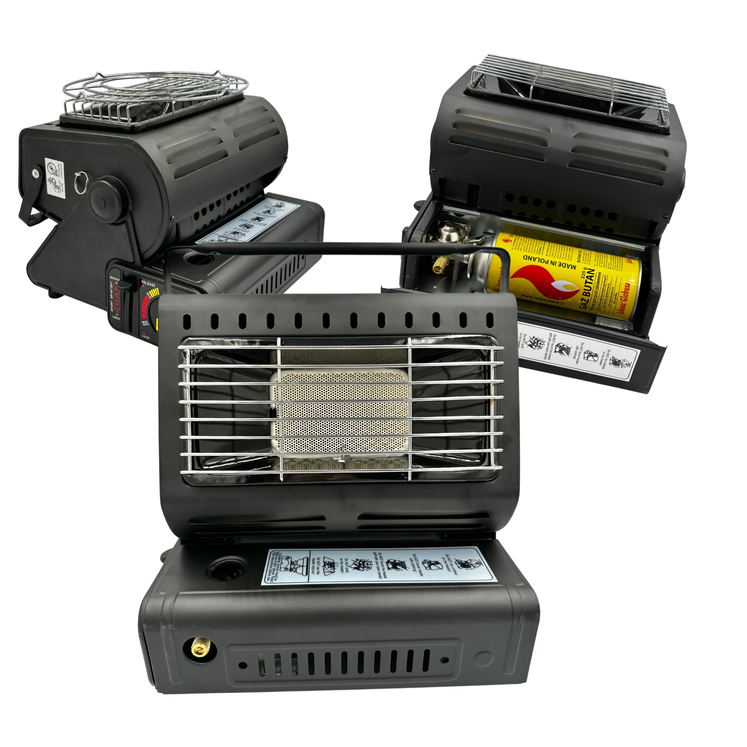 Turistický vařič plynový ohřívač 2v1 kempingový přenosný Tir