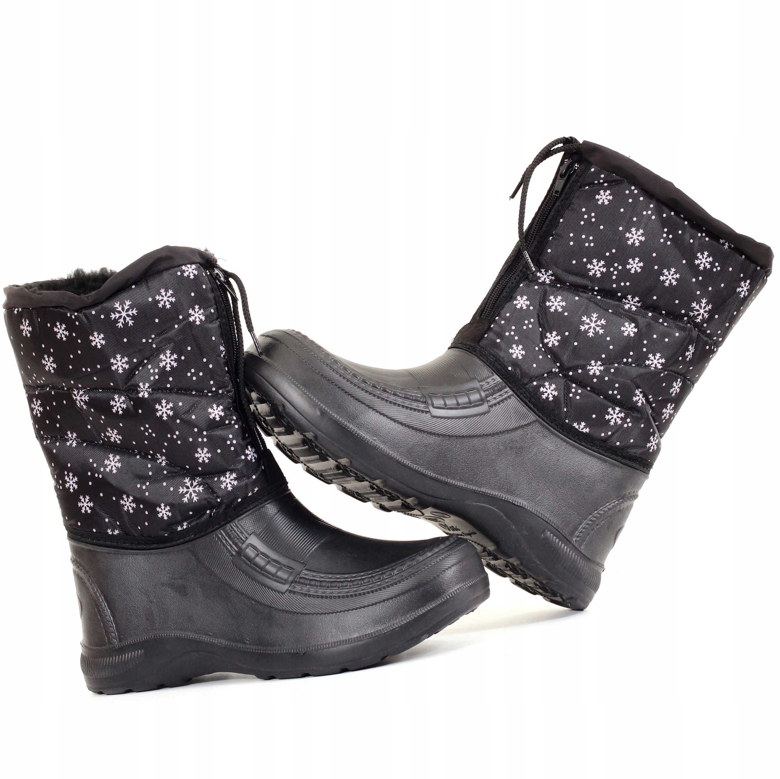ŚNIEGOWCE BUTY DAMSKIE ZIMOWE CZARNE OCIEPLANE LEKKIE WODOODPORNE Rozmiar 37