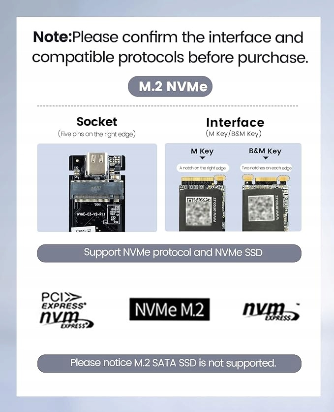 Obudowa NVMe 40 Gb/s do Thunderbolt 3/4 USB 3.2/3.1/3.0/2.0, USB-C USB4 M.2 Producent Orico
