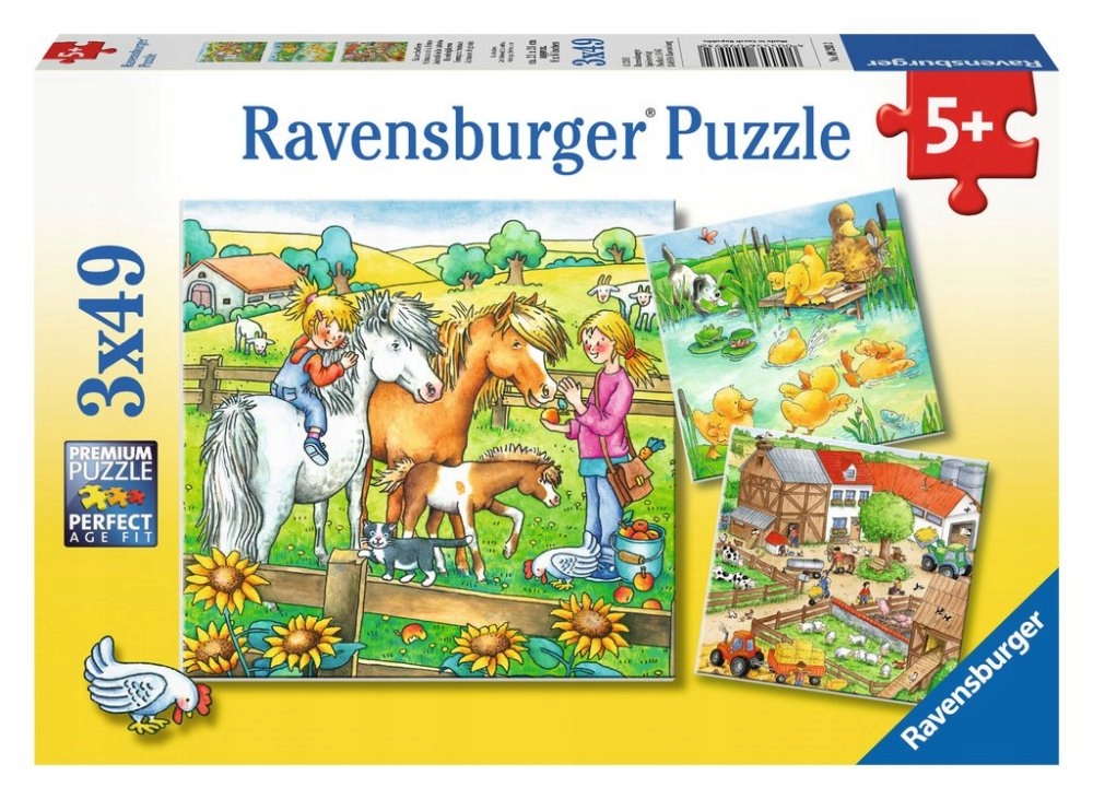 

Ravensburger Puzzle Zwierzęta na Farmie 3x49 elem